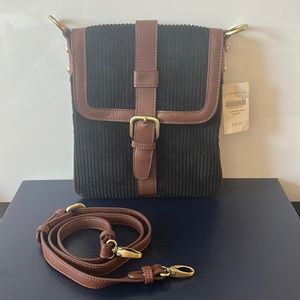Coldwater Creek Black Corduroy crossbody Satchel,  Vintage NWT…